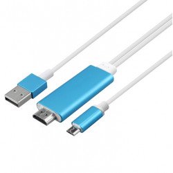 Micro USB MHL to HDMI Cable, HD TV Cable for Samsung Android Smart Phones and Tablets (Blue)